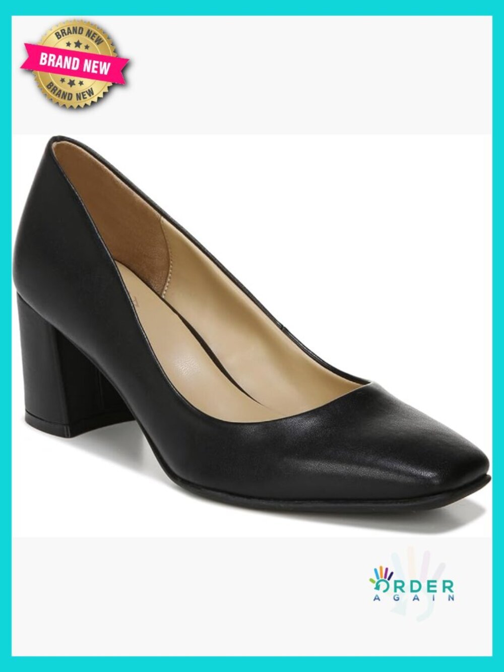 Women's Square Toe Block Heel Pump - Classic Everyday Heels 2.5"